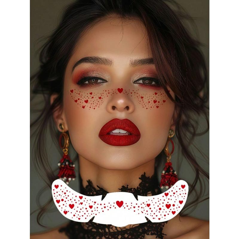 1pcs Shiny Freckle Face Temporary Tattoos, Sparkling Heart Freckle Waterproof Glitter Tattoos For Adults, Suitable For Daily Makeup, Festivals