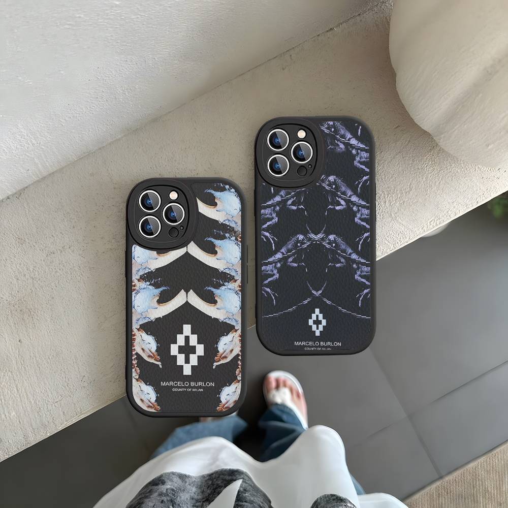 Custodia per Telefono M-MARCELO B-BURLON Per IPhone 16 15 14 13 12 11 Pro Max Plus Pelle Morbida Cover