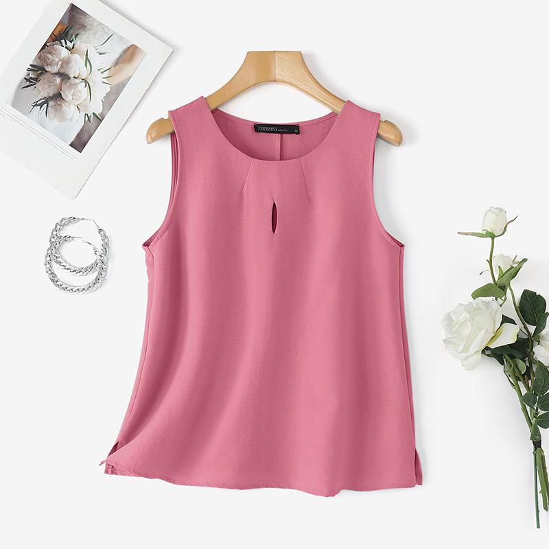 ZANZEA Lässiges, ärmelloses Tanktop für Damen mit Rundhalsausschnitt