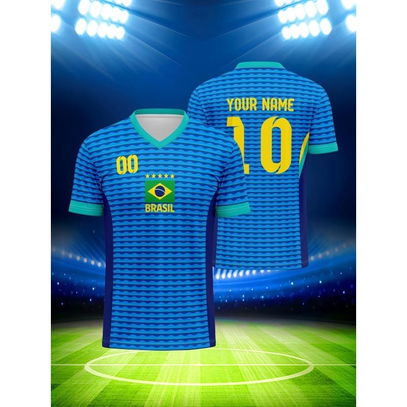 Brazilian Football Pattern T-Shirt For Men Brazil Sports Jerseys 3D Printed Tees Casual Short Sleeve O-Neck Tops Street T Shirts