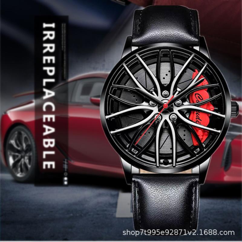 Fashion Luminous Watch Men's Hollowed Out Car Wheel Hub Business Waterproof Quartz Luxury Clock Wristwatch Sports High Quality