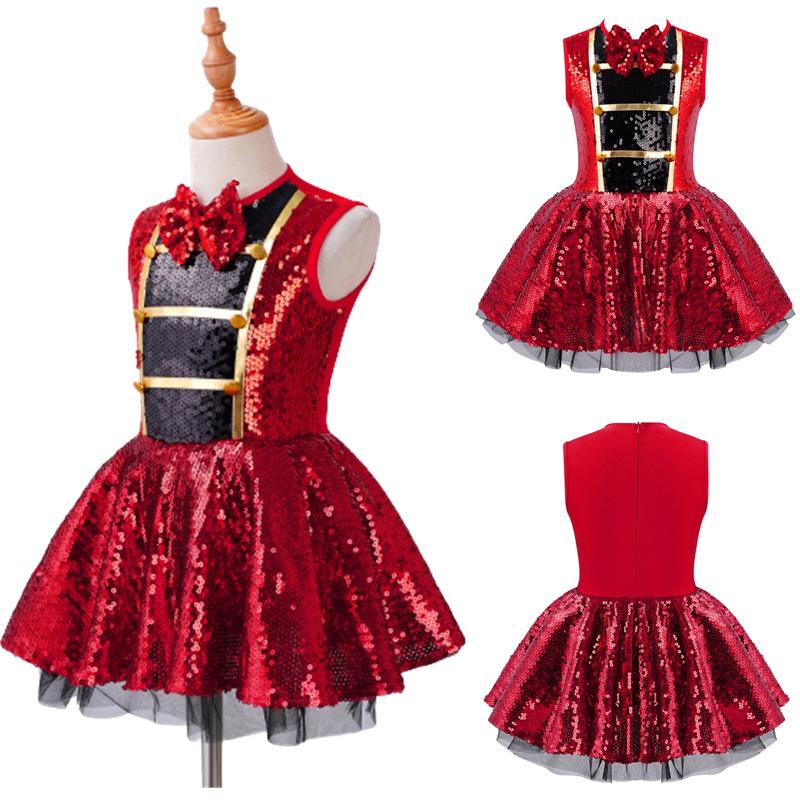 

Дитяча сукня-пачка без рукавів для дівчаток, цирковий карнавал, вечірка Хеллоуїн, костюм майстра 7-8 Years червоний