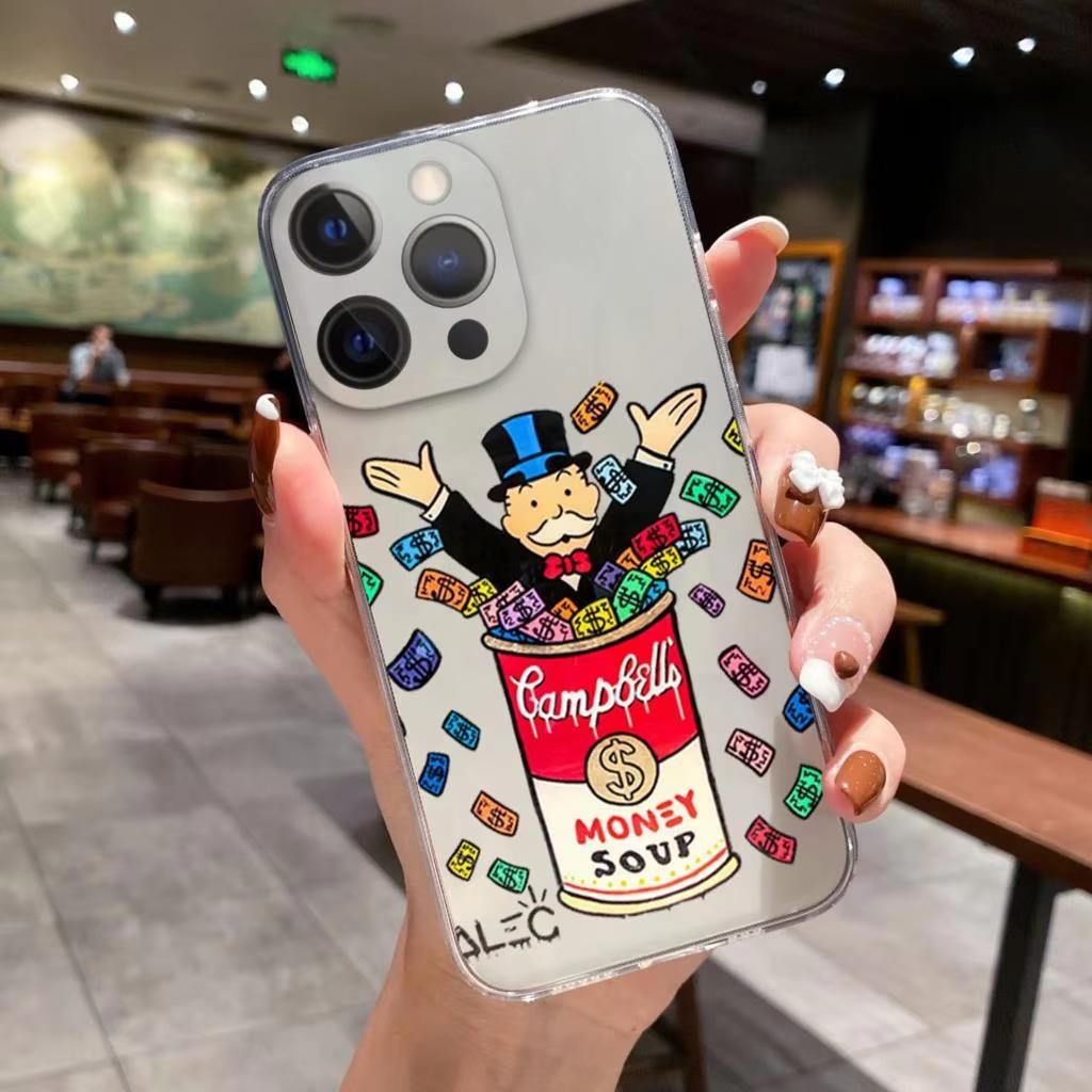Catoon Dollar Alec Monopoly Phone Case For iPhone 16 15 14 13 12 11 Pro Max XS X XR 7 8 SE Shockproof Bumper Back Cover