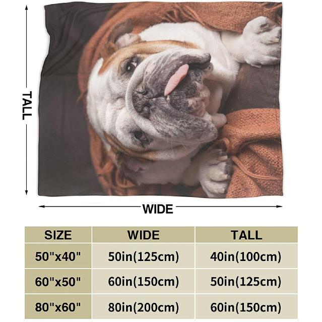English Bulldog Dog Brown Couch Blanket for Kids Adults Women,Soft Fleece Throw Blanket Cozy Bed Blankets King Size for Couch Bed Travel Camping