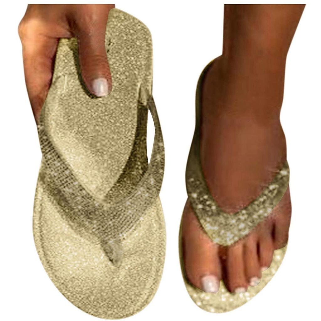 Sandalias Planas De Cuña Baja Con Brillo Brillante Para Muje Sandalias Planas De Cuña Baja Con Brillo Brillante Para Muje