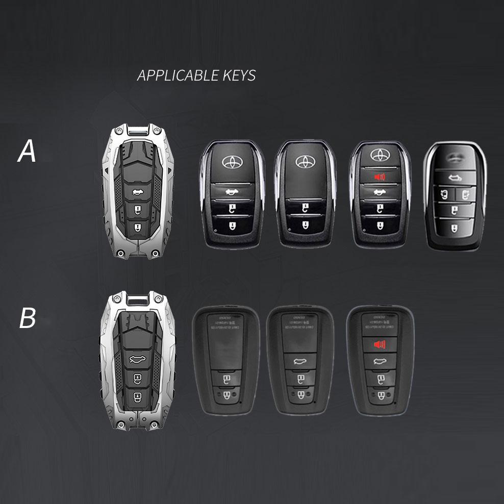 For Toyota Mark X Corolla RAV-4 Prado Carola 2 3 4 5Buttons Armor Design Galvanized Alloy Silicone Splicing Car Key Cover Case