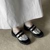 5 cm flacher Mund dicke Sohle kleine Lederschuhe Damen echtes Leder Muffin Mary Jane Schuhe 2025 neue Herbst Farbpassung Freizeitschuhe