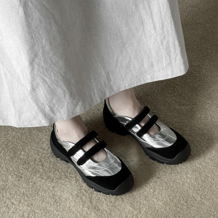 5 cm flacher Mund dicke Sohle kleine Lederschuhe Damen echtes Leder Muffin Mary Jane Schuhe 2025 neue Herbst Farbpassung Freizeitschuhe