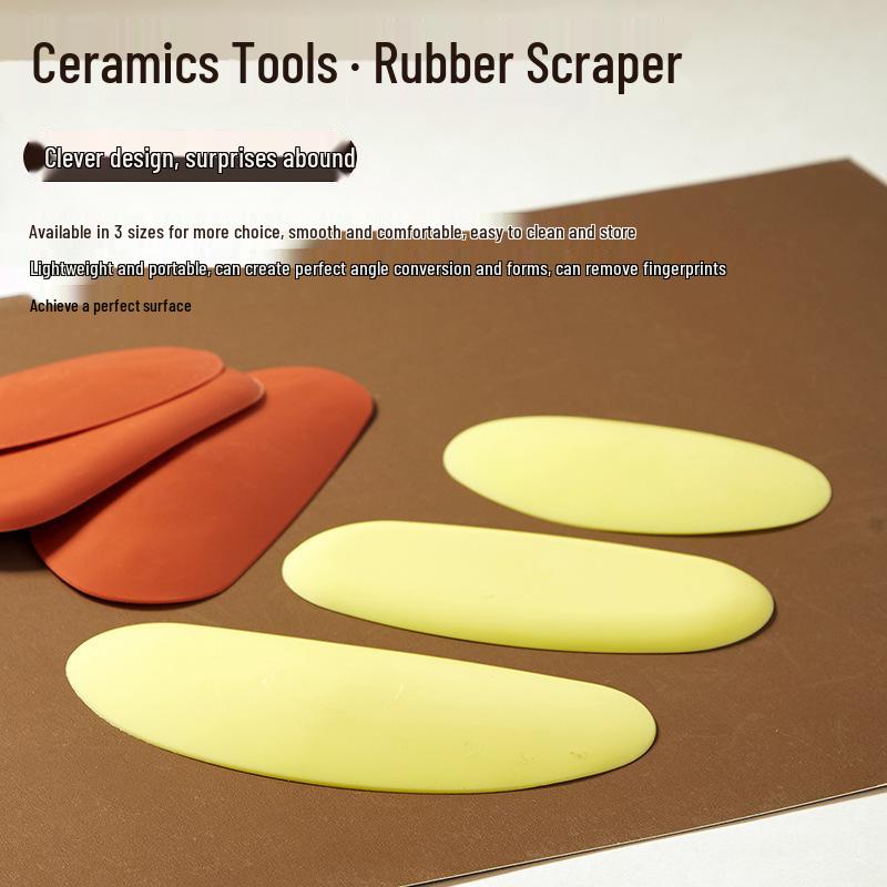 3-Piece Pottery Tool Set: Silicone Scraper, DIY Carving Tools, Trimming Knife.