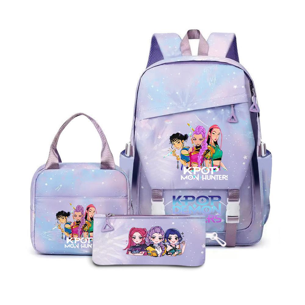Kpop Demon Hunters, Elementary School Bag, Children'S Backpack, Lunch Bag, Pencil Bag, Three-Piece Set, Student Backpack