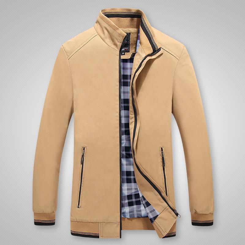 Spring and Autumn New Men's Jacket Washed Cotton Standing Collar Middle-aged and Elderly Jacket Men's Casual Coat Tidal Trench Coat