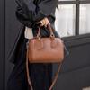 Retro First-Layer Cowhide Large-Capacity Boston Handbag Premium Shoulder Crossbody Pillow Bag Women'S Bag
