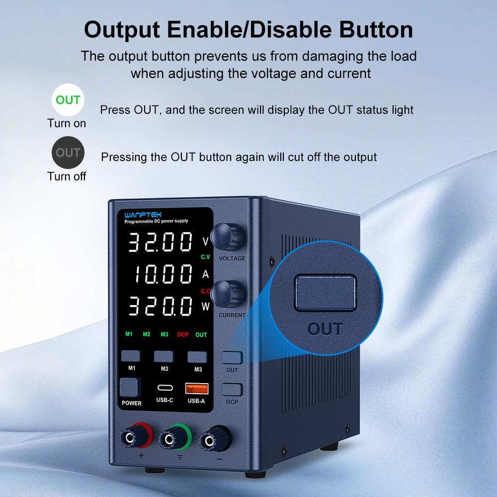 Laboratory power supply 32V 10A adjustable DC power supply with three sets of data storage With USB and Type-C fast charging