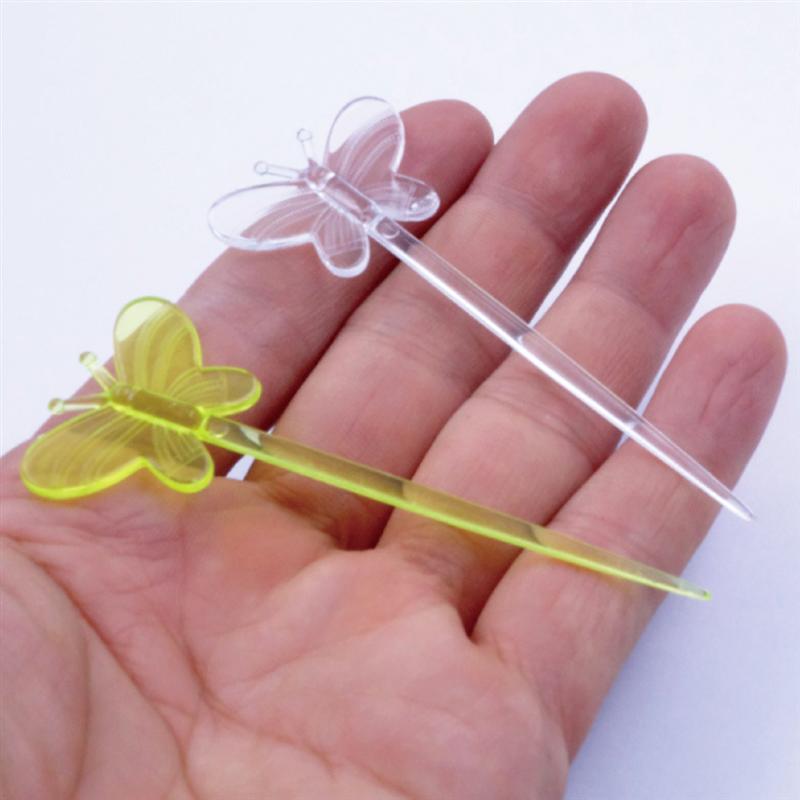 200 Stück Einweg Cartoon Fruchtspieße Schmetterling Zahnstocher Plastik Sandwich Vorspeise Cocktailspieße Kuchenaufsätze Cupcake