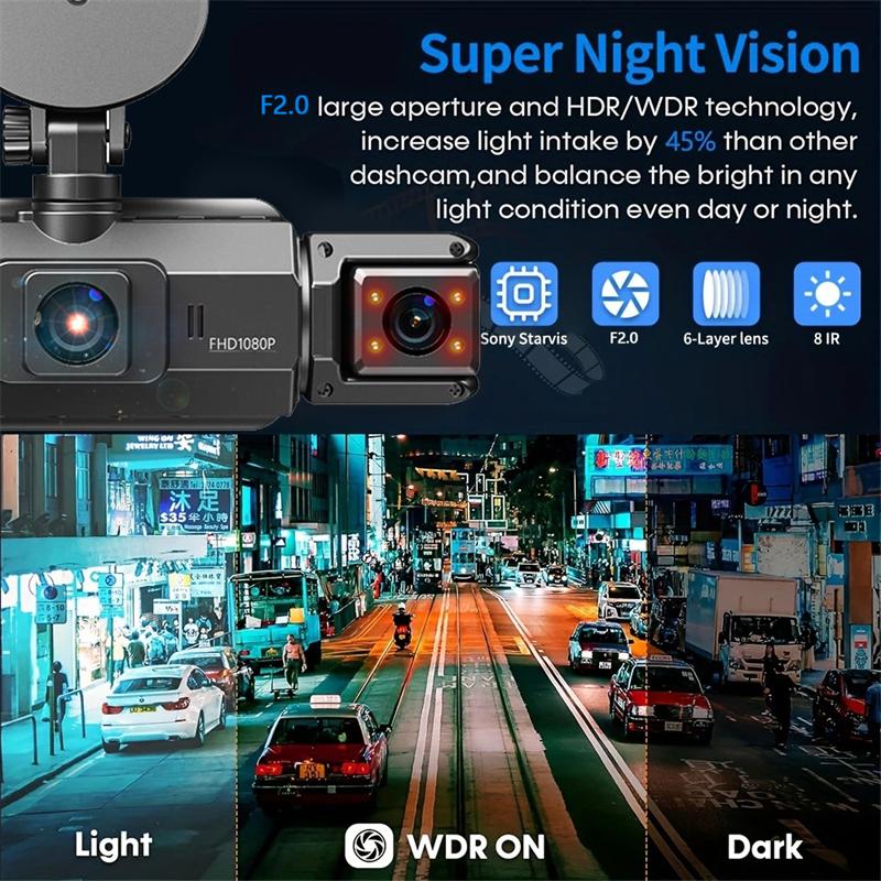 Car Driving Recorder 4 Channels Wifi GPS 1080P Front Left And Rear Night Vision Cycle Camera 24-Hour Parking Monitor