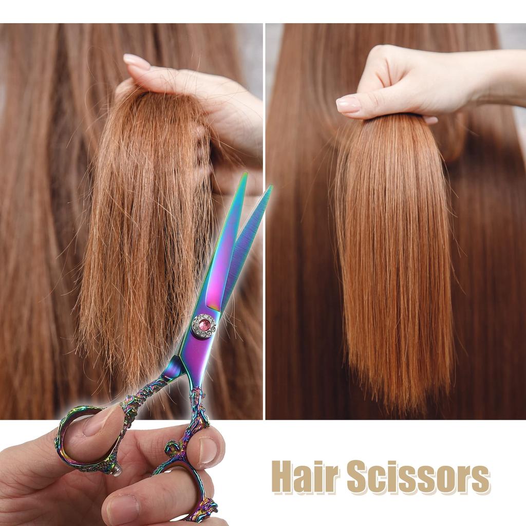 VOCOSTE Hair Scissors Hair Cutting Scissors Professional Barber Scissors Stainless Steel Razor 17cm Multicolor