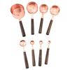 Gold-Plated Stainless Steel Measuring Cups & Spoons Set with Acacia Wood Handles – 8 Pieces