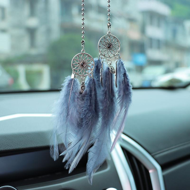 Feather Car Rearview Mirror Handing Pendants Dream Catcher Alloy Decoration