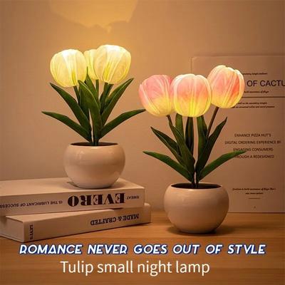 LED Tulip Lamp Night Simulation Flower Atmosphere Desk Light Room Table Decoration Lamp Valentine's Day Gift