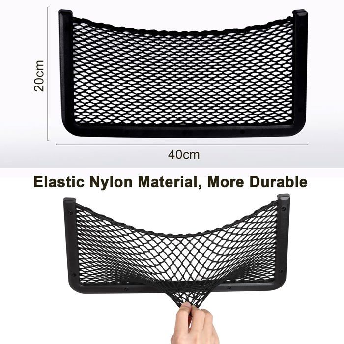 Filet de rangement pour voiture - AIMOONSA - 40x20 cm - 3 pièces - Nylon/PP - Noir