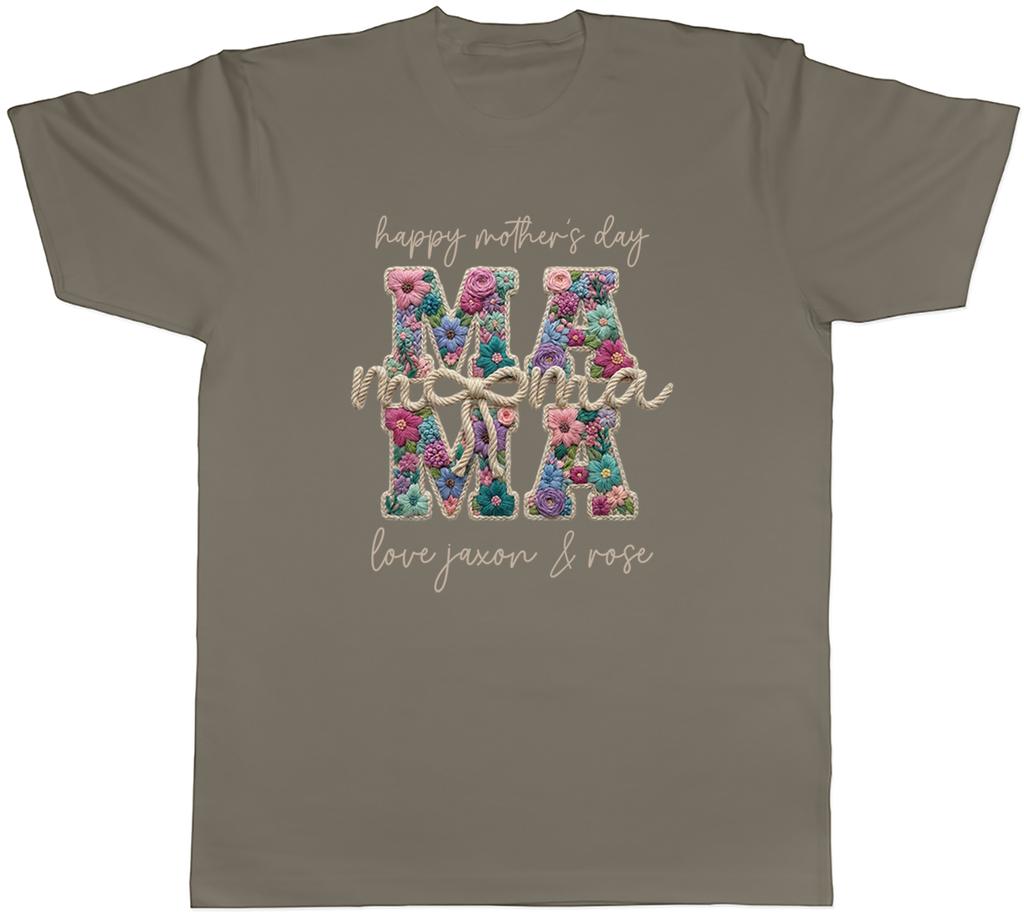 Personalised Happy Mothers Day Mama Crochet Unisexs TShirt Tee Gift Top