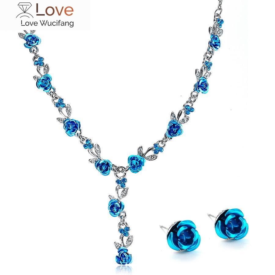 

Модные металлические серьги-ожерелья с розами, свадебные комплекты ювелирных изделий для женщин, цветочное ожерелье, свадебный комплект ювелирных изделий в виде африканских цветов красный