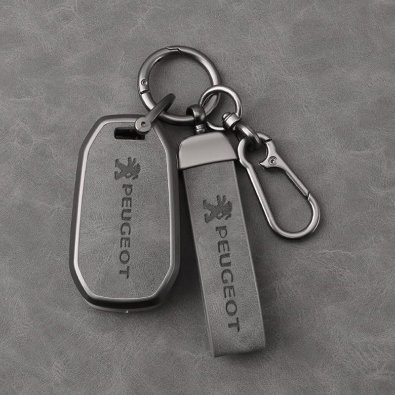 Zinc Alloy Leather Car Flip Remote Key Case Cover Shell Bag For Peugeot 208 308 408 508 2008 3008 4008 5008 Keychain Accessories