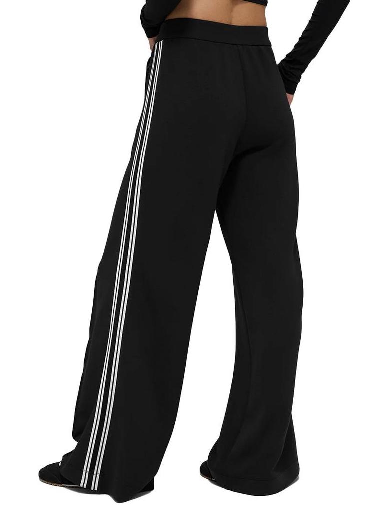 Women's Loose Wide-Leg White Striped Casual Pants - Anti-Pilling Modal, Autumn/Winter Collection