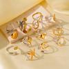 Stainless Steel Gold Silver Color Gradient Design Rings for Women Luxury Fashion Adjustable Joint Rings Versatile Jewelry Gift