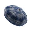 Japanese Style Plaid Beret Soft Newsboy Hat Breathable Octagonal Hat  Girls