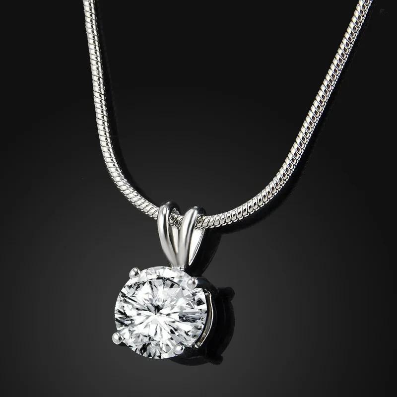 Women Zircon Crystal Pendant Necklace Dainty Elegant Jewelry Birthday Party Gift Accessory