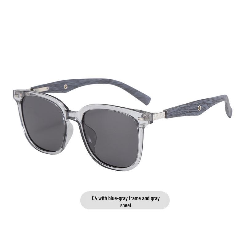 Korean Style Retro Wood Grain Polarized Sunglasses for Men, Women, and Boys