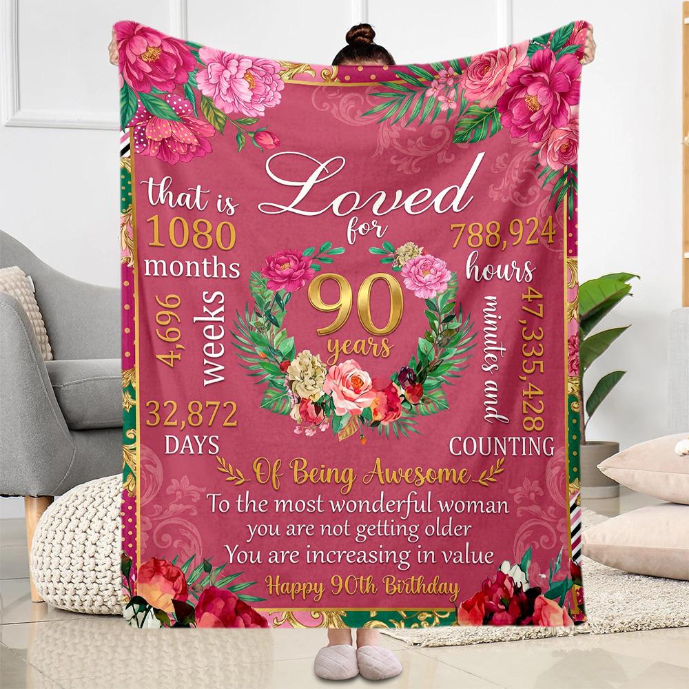 90. Geburtstag Flanelldecke - Weich und geeignet für Sofas, Betten, Büros, Reisen, alle Jahreszeiten, tolles Geschenk für Feiertage und Geburtstage.