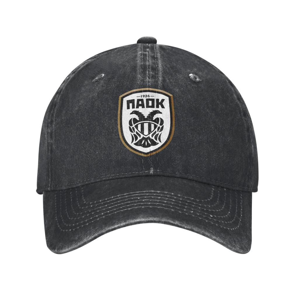 PAOK Griechische Fußball-Sportfans aus Thessaloniki Jeansstoff Kappe Lässige Baseballkappen Verstellbarer Hut Unisex Baseballkappen