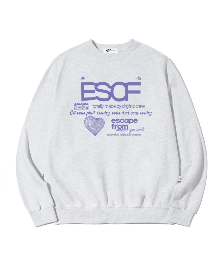 Escape From Purple Heart Crew Collection Print Sweatshirt White Melange L