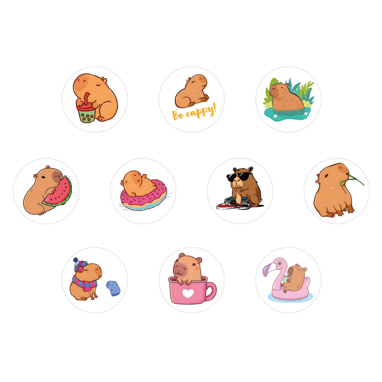 500 pieces of cartoon washi tape, decorative funny capybara stickers roll, cute animal DIY notebook reward stickers.