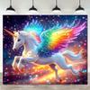 1 piece, a huge unicorn with a background decoration featuring rainbow wings, animal theme, polyester material