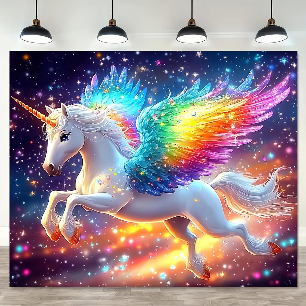 1 piece, a huge unicorn with a background decoration featuring rainbow wings, animal theme, polyester material