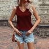 2024 Summer Sexy Backless V-Neck Waffle Knit Tank Top - Women's Casual Sportswear