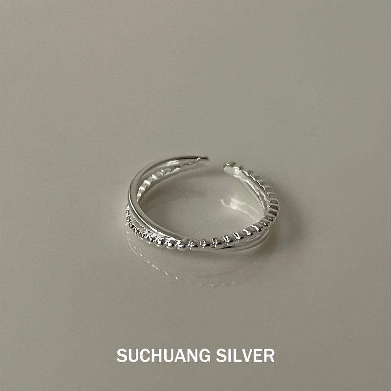 Su Chuang S925 Sterling Silver Pearl Ring: Minimalist Korean Design, Adjustable Open Band Adjustable Open