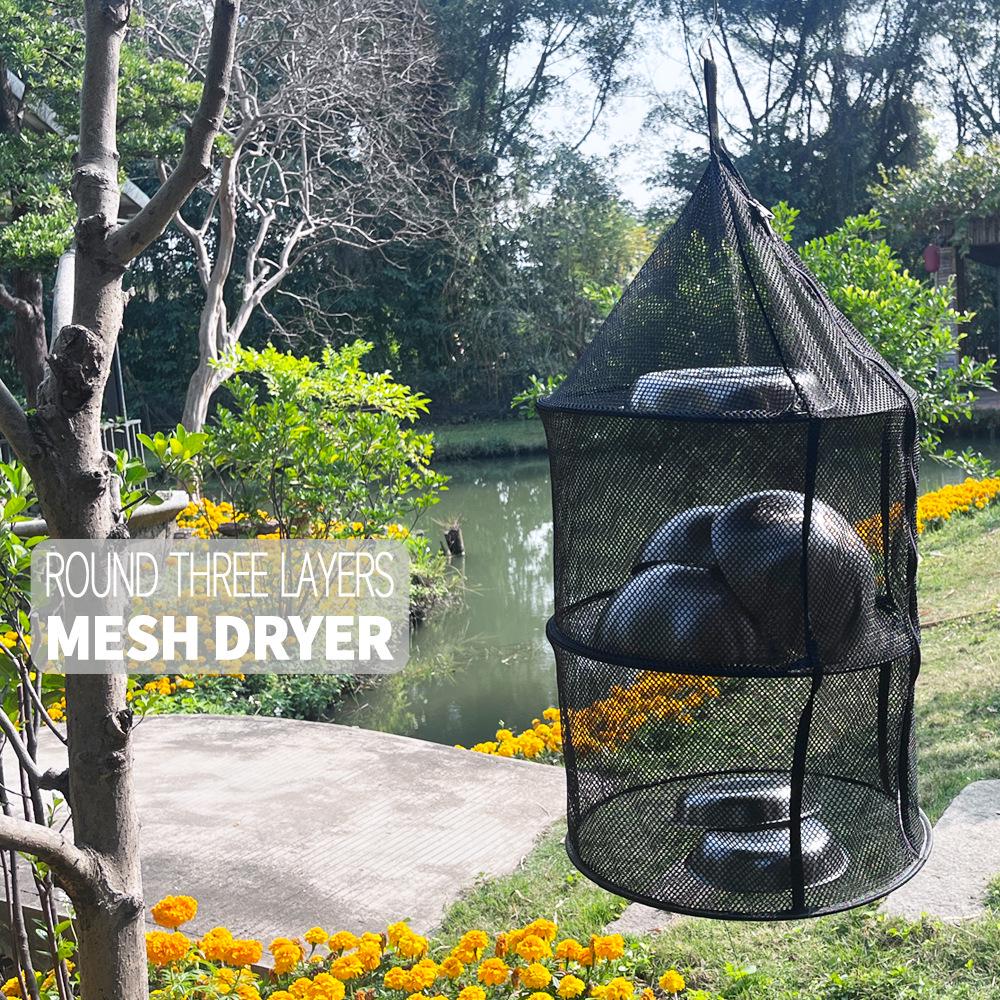 Foldable Three-Layer Outdoor Drying Rack for Fish, Fruit, and Vegetables
