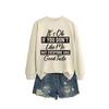 Womens Loose Fit Cotton Hoodie With Print Design Winter Casual Wear
