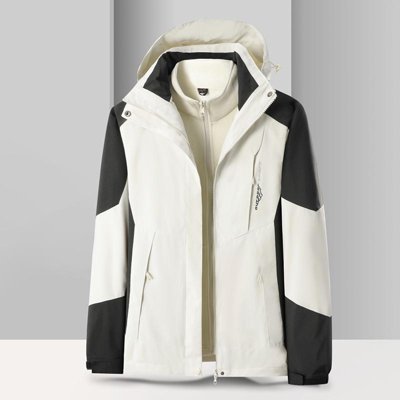 Unisex 3-in-1 Fleece-Lined Jacket Set, Detachable and Customizable with Logo