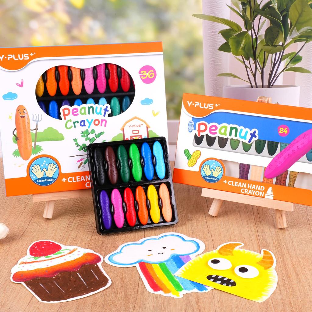 YPLUS Peanut 12 Safe for Perfect for and Ideal for Preschool and School Entry Gifts Crayons, Colors, Water-Washable, Children, Messy, Doodling,