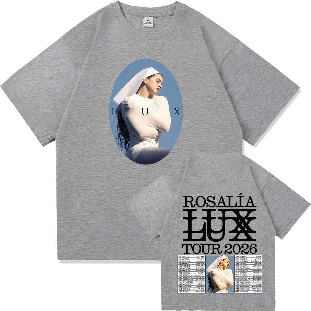 Rosalía Rosalia LUX Tour 2026 Tričko Bavlna Krátký Rukáv Volné Dámské Trička Unisex Streetwear Móda Zpěvačka Grafické Oblečení