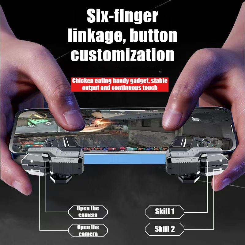 NEW DY12 Mobile 6 Fingers PUBG Game Trigger ABS Alloy L1 R1 Physical Buttons for IPhone Android 6-14mm Phone Universal Gamepad