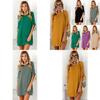 Stijlvolle Damesmode Jurk met Korte Mouwen en Ronde Hals in Effen Kleur voor Zomerse Gelegenheden