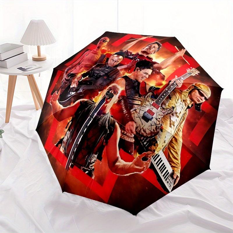 1pz Ombrello Rammstein Apri/Chiudi Automatico, Ombrello Compatto Portatile a 3 Pieghe per Uomo e Donna, Regalo Perfetto per Compleanno132