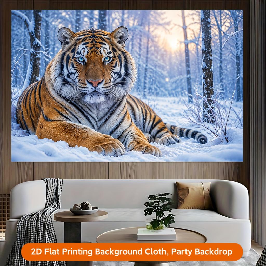 1Pcs Tiger Resting in Snow Decoration Background Winter Backdrop Decorations For Photo Studio Photo Booth Christams Party