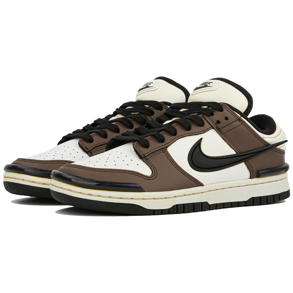 Nike Dunk Low Twist 'Panda' Low top Skateboard Shoes Women's Brown White Black DZ2794-001(Team4-)